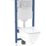 Geberit New Smyle Wall Hung Pan & Seat with Sigma Frame & Sigma01 Flush Plate