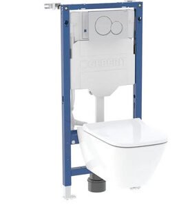 Geberit New Smyle Wall Hung Pan & Seat with Sigma Frame & Sigma01 Flush Plate