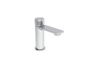 Bidborough Basin Mixer with Knurling Push Button - Chrome