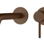 Knole Fluted Wall Mounted Single Lever Basin Mixer - Dark Brushed Bronze (incl. EZ-Box)
