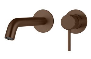 Knole Fluted Wall Mounted Single Lever Basin Mixer - Dark Brushed Bronze (incl. EZ-Box)