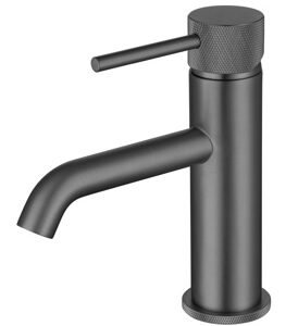 Tudeley Basin Mixer - Gunmetal Grey with Knurled Handle (incl. waste)