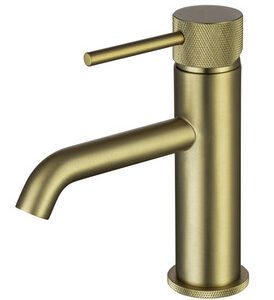 Tudeley Basin Mixer with Knurled Handle - Matt Brushed Brass (incl. waste)