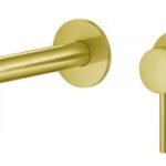 Tudeley Wall Mounted Single Lever Basin Mixer with Knurled Handle - Brushed Brass (incl. EZ-Box)
