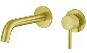 Tudeley Wall Mounted Single Lever Basin Mixer with Knurled Handle - Brushed Brass (incl. EZ-Box)