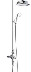 The Pantiles Dual Control Wall Mounted Exposed Thermostatic Shower Mixer - Chrome/White