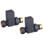 Square Straight Radiator Valve Pack - Anthracite (pair) The Tunbridge Wells Brassware Co.