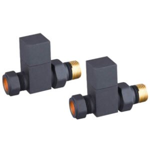 Square Straight Radiator Valve Pack - Anthracite (pair) The Tunbridge Wells Brassware Co.