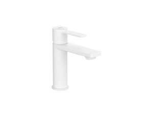 Roca New Targa Smooth Body Basin Mixer - Matt White (incl. cold start & click clack waste)