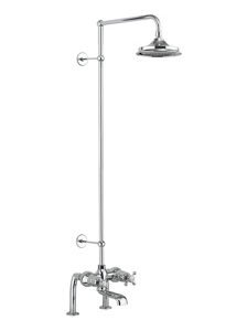 Burlington Tay Deck Mounted Bath Shower Mixer with 6'' Shower Head - Chrome/White