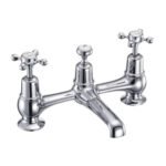 Burlington Claremont 2 Tap Hole Quarter Turn Bridge Basin Mixer - Chrome/White