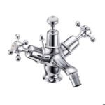 Burlington Claremont Quarter Turn Bidet Mixer with Pop-up Waste - Chrome/White