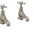 Burlington Claremont Quarter Turn 3'' Basin Taps - Brushed Nickel