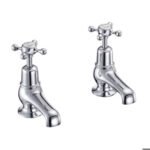 Burlington Claremont Quarter Turn 3'' Basin Taps - Chrome/White