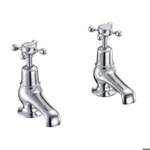 Burlington Claremont Quarter Turn 3'' Basin Taps - Chrome/White