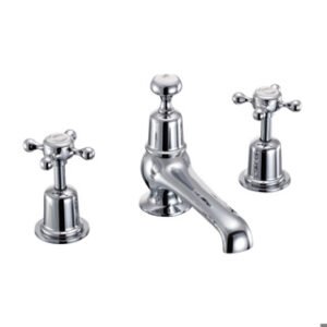 Burlington Claremont 3TH Thermostatic Basin Mixer with Pop Up Waste - Chrome/White