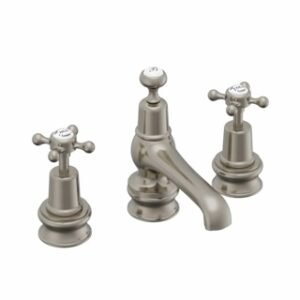 Burlington Claremont Quarter Turn Regent 3 Tap Hole Mixer with Pop Up Waste - Brushed Nickel