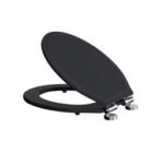Tavistock Matt Black Securefix Toilet Seat - Chrome Hinges