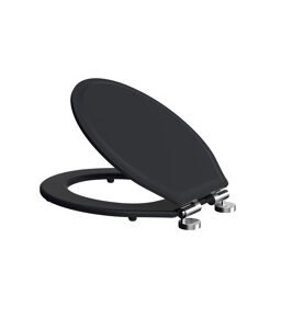 Tavistock Matt Black Securefix Toilet Seat - Chrome Hinges