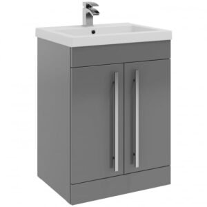 Purity/Matrix 600mm 2 Door Floor Standing Unit Storm Grey Gloss_1