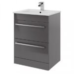 Purity/Matrix 600mm 2 Drawer Floor Standing Unit Storm Grey Gloss_1