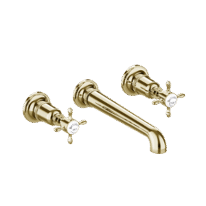 Burlington Guild 3TH Wall Mounted Basin Mixer (incl. trimset) - Gold