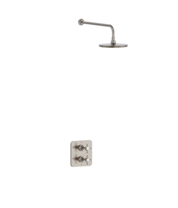 Burlington Guild Square Thermostatic Concealed Shower Set 2 - Brushed Nickel
