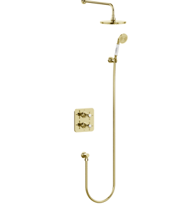 Burlington Guild Square Thermostatic Concealed Shower Set 3 - Gold