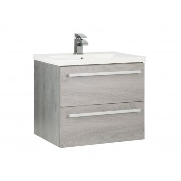 Purity 600mm 2 Drawer Wall Mounted Unit Silver Oak_1