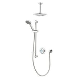 Quartz 23 Classic Digital Shower, Riser Rail with Adjustable Head & Ceiling Head (Gravity) - Chrome