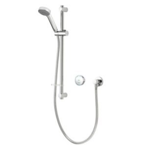 Aqualisa Quartz 23 Blue Smart Concealed with 90mm Adjustable Head & Riser Rail (HP/Combi) - Chrome