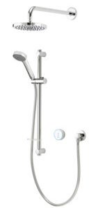 Aqualisa Quartz 23 Blue Divert Concealed with Riser Rail & Wall Fixed Head (HP/Combi) - Chome