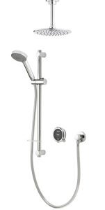 Quartz Touch 23 Digital Shower, Riser Rail Kit, Fixed Ceiling Arm & Head (HP/Combi) - Chrome