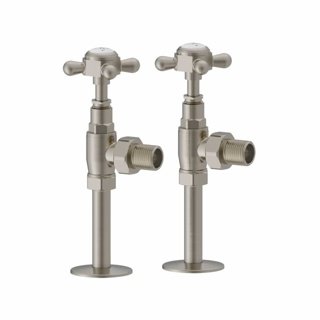 Burlington Angled Radiator Valves (Pair) - Brushed Nickel