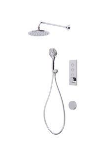 Tavistock Axiom Triple Function Push Button Shower System With Head, Outlet And Bath Filler - Chrome