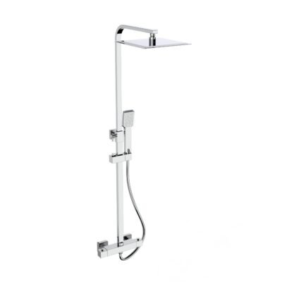 Pure Thermostatic Bar Shower with Ultra Slim Stainless Shower Drencher and Sliding Handset