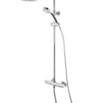 Tavistock Merit Round Exposed Bar Shower System with fixed head and handset - Chrome