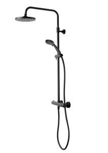 Tavistock Merit Round Exposed Bar Shower System with fixed head and handset - Black