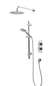 Tavistock Merit Round Concealed Thermostatic Dual Shower System with fixed head and handset - Chrome