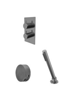 Tavistock Quantum Dual Function Shower, Overflow Bath Filler & Deck Mounted Handset - Gunmetal Grey