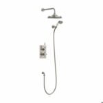 Burlington Trent Dual Outlet Concealed Valve, Divert, Fixed Arm, Handset, 9'' Rose - Brushed Nickel