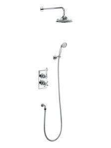 Burlington Trent Dual Function Concealed Valve with 6'' Rose, Handset & Hose - Chrome/White