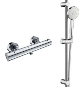 Roca Splash-T Exposed Thermostatic Shower Mixer & Stella 3F 8L Handset and rail kit inc hose- Chrome