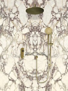 TED Togo Oval Backplate Two Outlet (Kit 3) Round Head, Wall Arm, Slide Rail Kit - Brushed Brass