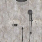 TED Togo Oval Backplate Two Outlet (Kit 3) Round Head, Wall Arm, Slide Rail Kit - Gunmetal Grey