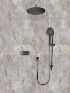 TED Togo Oval Backplate Two Outlet (Kit 3) Round Head, Wall Arm, Slide Rail Kit - Gunmetal Grey