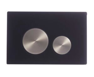 Tavistock Glass Dual Flush Plate - Black Glass with Nickel Buttons