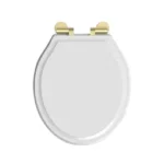 Tavistock Vitoria Soft Close Seat - Gloss White with Brass Hinges