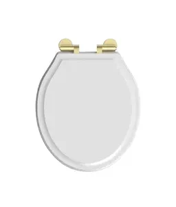 Tavistock Vitoria Soft Close Seat - Gloss White with Brass Hinges