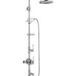 Burlington Stour Exposed Dual Outlet Valve, Rigid Riser, Fixed Shower Arm & 6'' Rose - Chrome/White